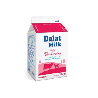 Sữa thanh trùng Dalat milk hương dâu hộp 180ml