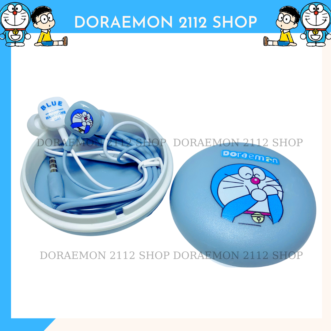 Tai nghe và hộp đựng Doraemon jack cắm 3.5mm