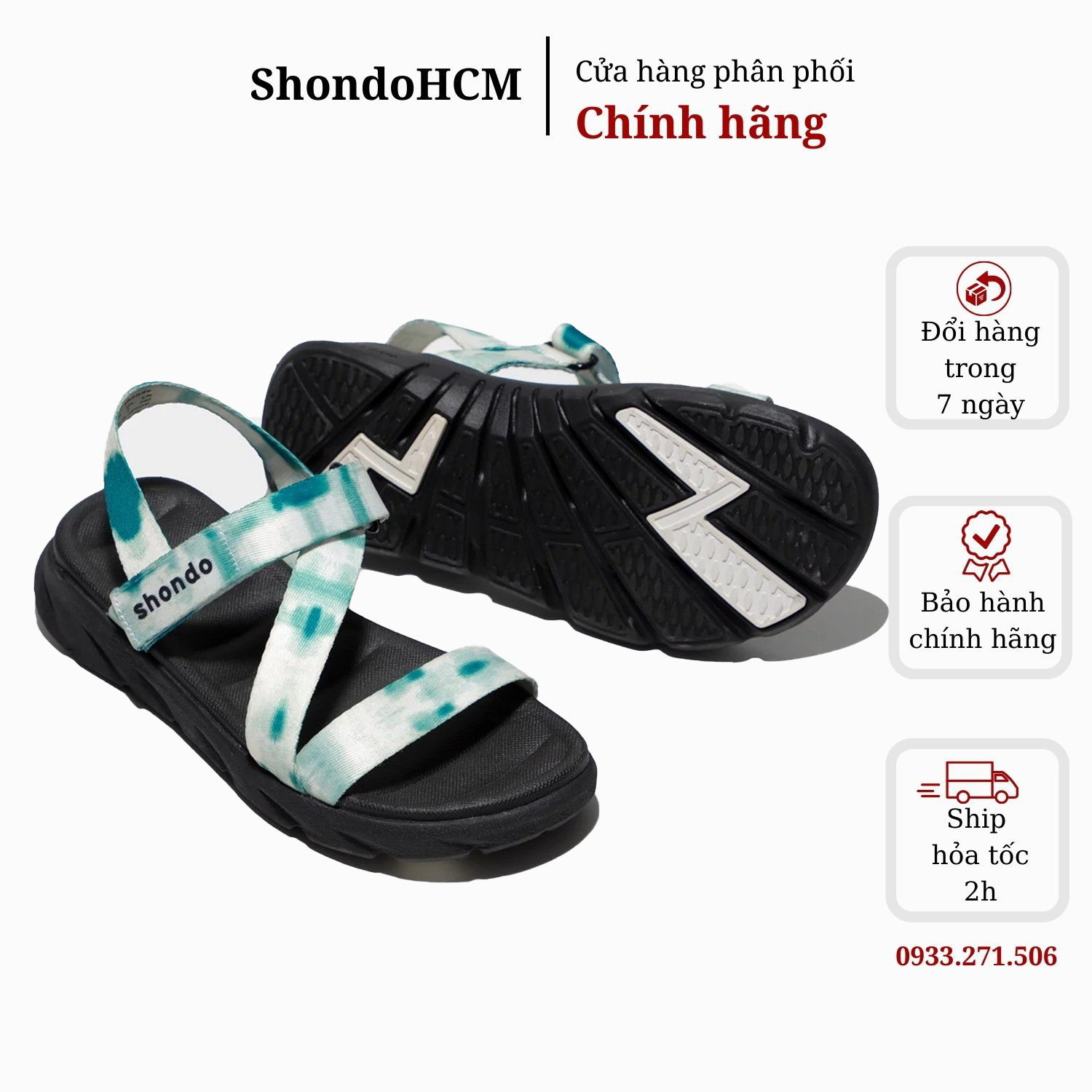 Giày sandal Shondo nam nữ đi học đế bằng loang khói rêu F6S1043 Shondo chính hãng