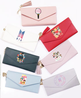 Ví nhóm nhạc bangtan ví dài có tua rua VDTI4 ví tiền bóp cầm tay cute dễ thương hoạt hình thần tượng