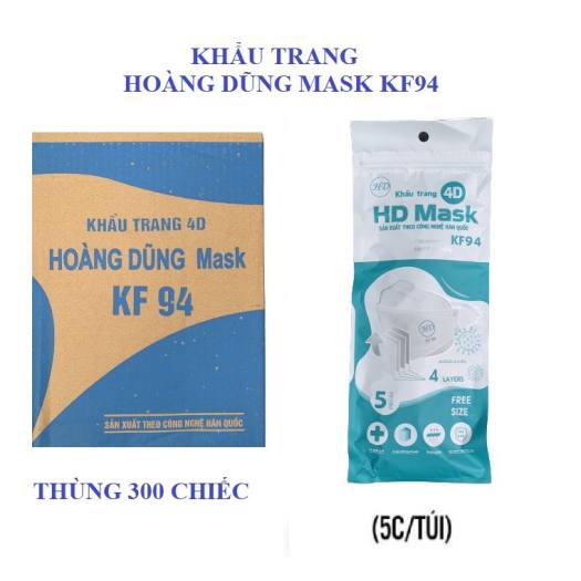KHẨU TRANG KHÁNG KHUẨN 4D HOÀNG DŨNG MASK KF94 HÀNG VIỆT NAM CHẤT LƯỢNG CAO