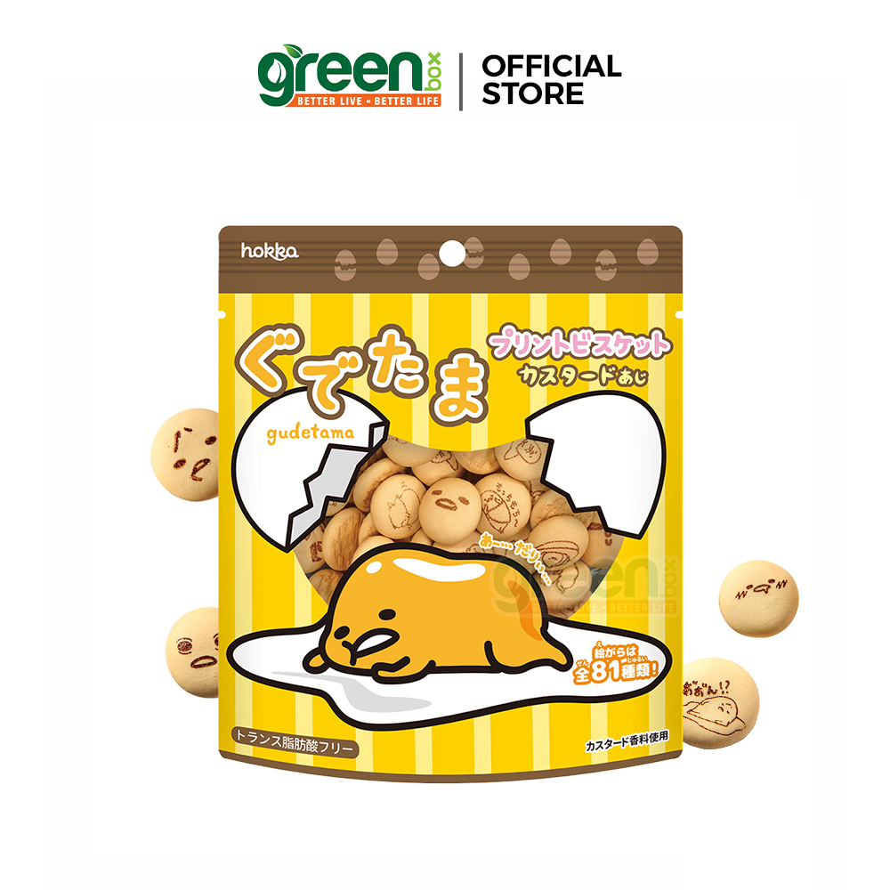 Bánh qui Nhật vị sữa caramel hình biểu cảm quả trứng lười Gudetama Hokka 45g, làm từ bột mì Nhật