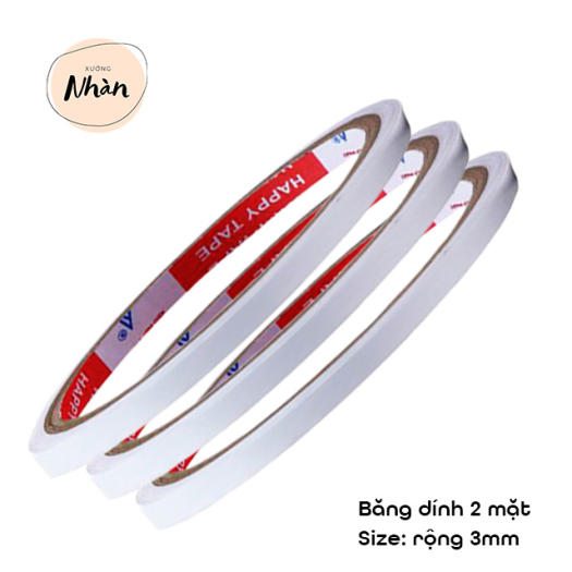 Băng dính hai mặt, Băng keo hai mặt rộng 3mm | dùng dán giấy, hỗ trợ đính hạt đá