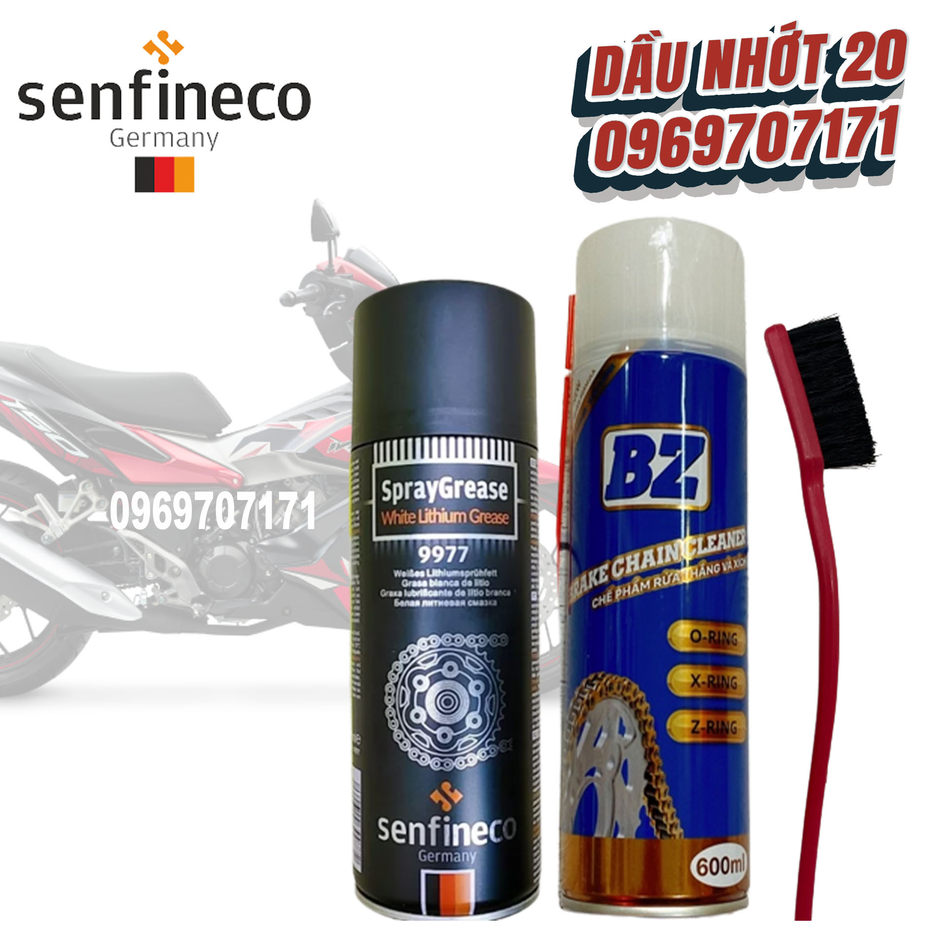 Combo dưỡng sên senfineco 9977 450ml + rửa sên bz + bàn chải chà sên nhỏ