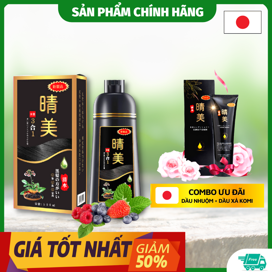 [Chính Hãng] Combo Gội - Xả Komi Dầu Gội Nhuộm Tóc Komi Nhật Bản Chính Hãng