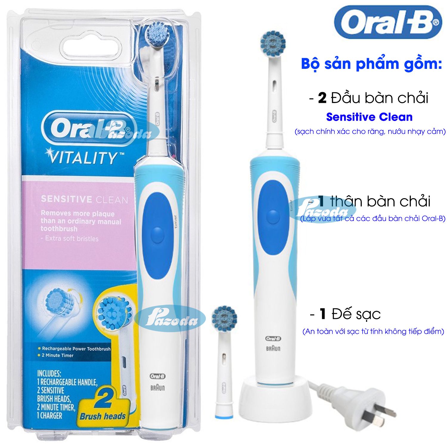 Bàn chải đánh răng điện Oral-B Vitality Sensitive Clean phù hợp răng, nướu nhạy cảm