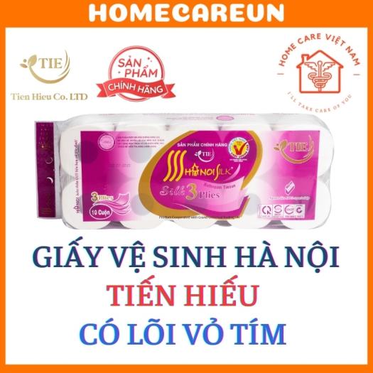 Giấy vệ sinh TIẾN HIẾU Hà Nội Silk cao cấp 3 lớp giấy ăn siêu dai mềm mại không lõi và có lõi - Chính Hãng Tiến Hiếu