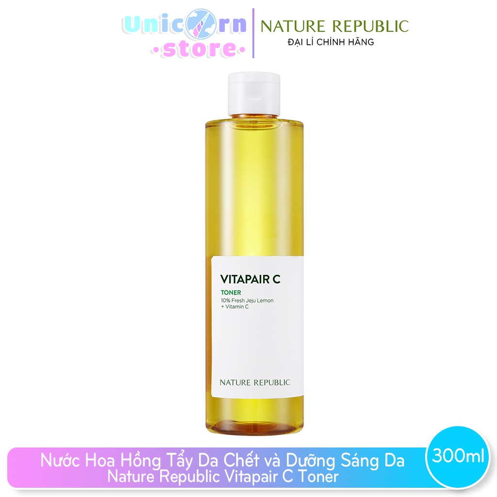 Nước hoa hồng tẩy da chết và dưỡng sáng da nature republic vitapair c toner 300ml 10/2024