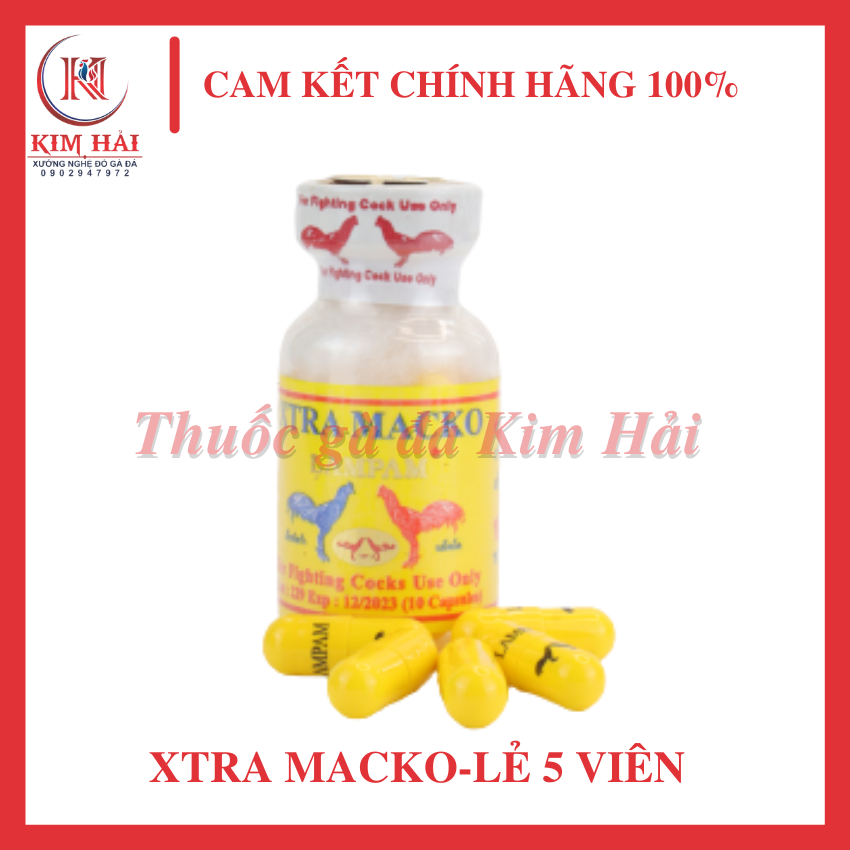 XTRA MACKO [chiết lẻ 5 viên nhộng vàng]-[uống trước đá]-Tăng bo khủng, tải cựa tốt, sung gà, gà vô rất dễ hợp.
