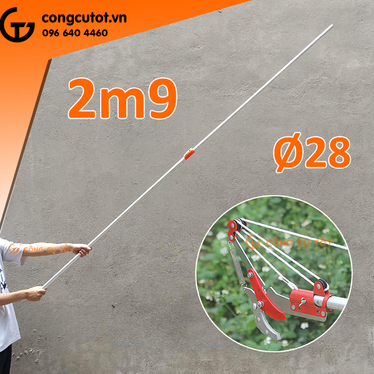Cán rút nhôm 2 khúc Ø28mm mẫu tùy chọn