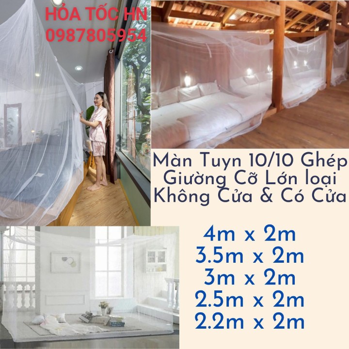 Mùng tuyn màn tuyn chống muỗi cỡ lớn 4mx2m, 3.5mx2m, 3mx2m, 2.5mx2m, 2.2m x 2m hàng cao cấp may 10, mùng màn tuyn 4mx2m, 3.5mx2m, 3mx2m, 2.5mx2m, 2.2mx2m lưới dày cỡ đại cao 2m