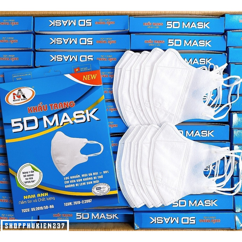 Hộp 50c Khẩu Trang 5D Mask Nam Anh Famapro Cao Cấp Bảo vệ sức khoẻ