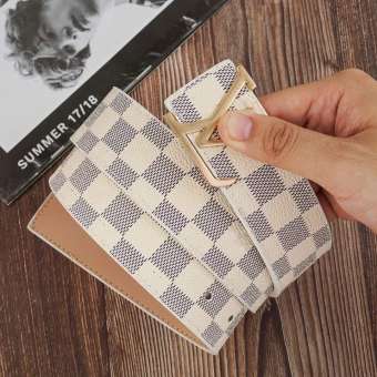 Thắt lưng nam,Dây nịt đẳng cấp Doanh Nhân dây kẻ caro màu trắng