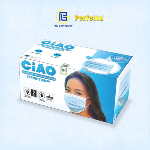Khẩu trang y tế CIAO 2 lớp đa năng, chống thấm nước (40 cái/ hộp) đóng gói riêng từng cái