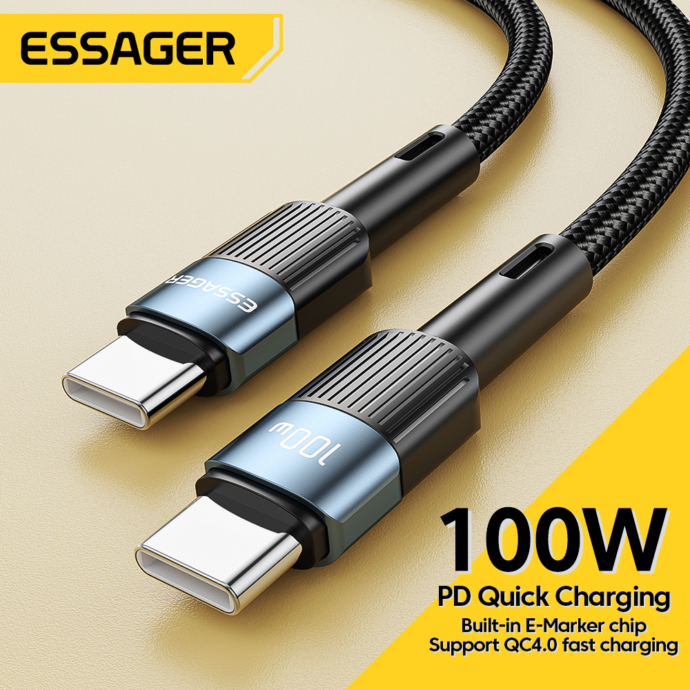Essager Cáp USB Type C Sang USB C 100W/60W Dây Sạc Nhanh PD USB-C Cho Macbook Samsung Xiaomi Vivo Cáp USB C Type-C