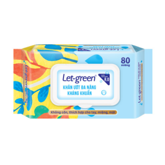 Khăn Giấy Ướt Kháng Khuẩn Khử Mùi Let-green 80 miếng/bao
