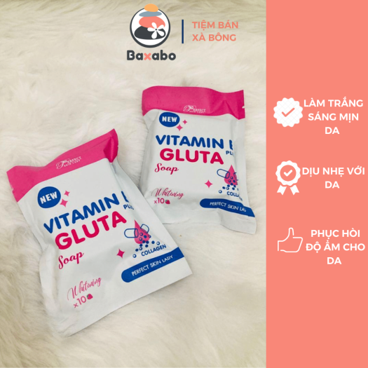 01 XÀ PHÒNG TẮM TRẮNG DA VITAMIN E PLUS GLUTA X10 COLLAGEN THÁI LAN CHÍNH HÃNG - TẶNG KÈM TÚI SOAP TẠO BỌT BỀN ĐẸP