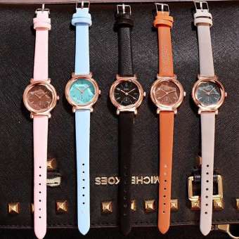 Đồng hồ thời trang nữ DZG mặt tròn dây da