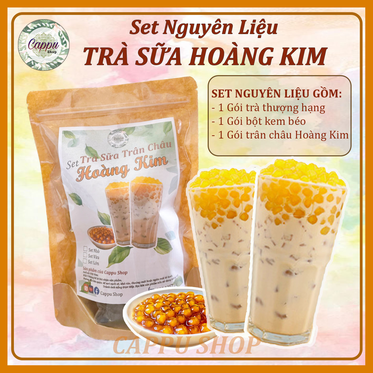 Set Trà Sữa Trân Châu Hoàng Kim (Set Lớn 4-4,5 lít # 25-30 ly)
