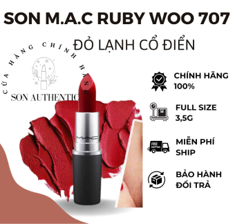 Son thỏi MAC M.A C Ruby Woo 707 chính hãng full size. Son Authentic