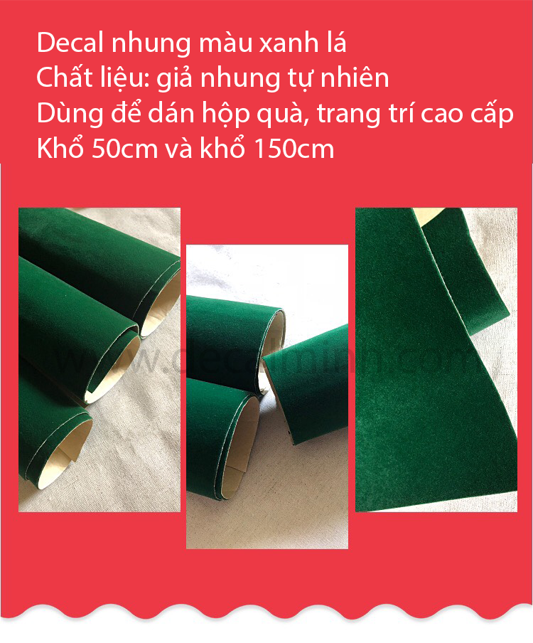 Decal nhung, decal vải nhung màu xanh lá