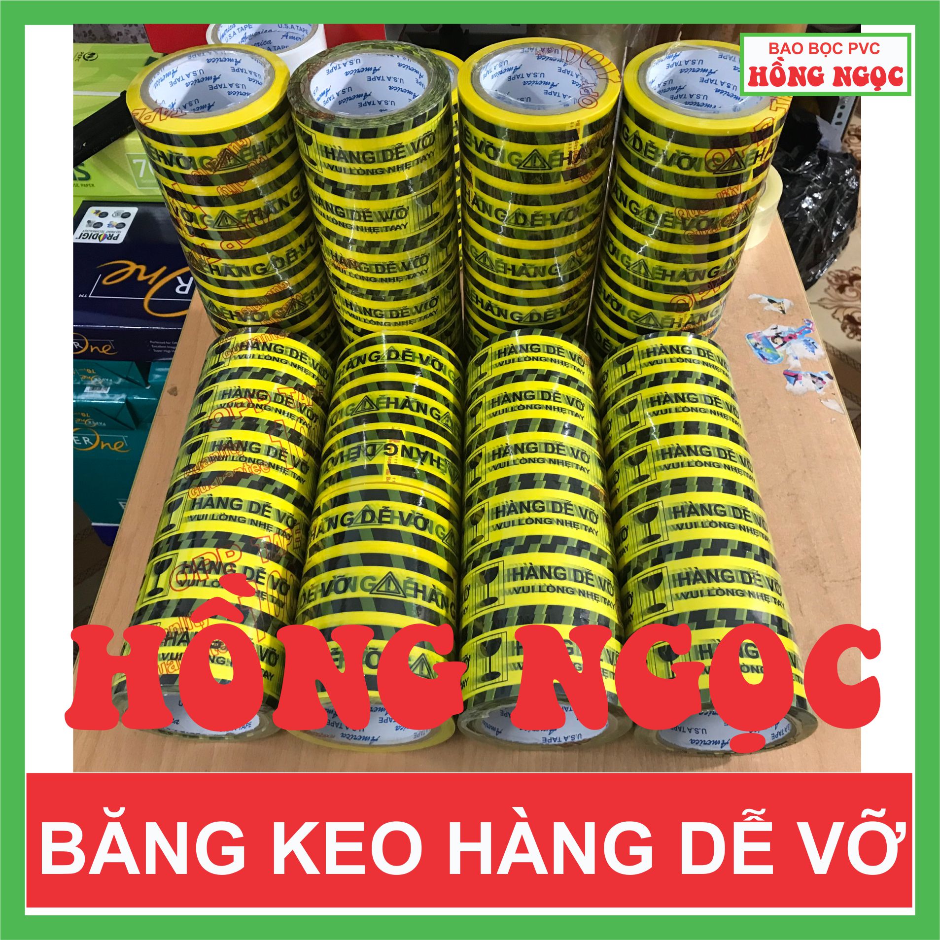 Băng keo hàng dễ vỡ, cảnh báo - tiếng việt / song ngữ