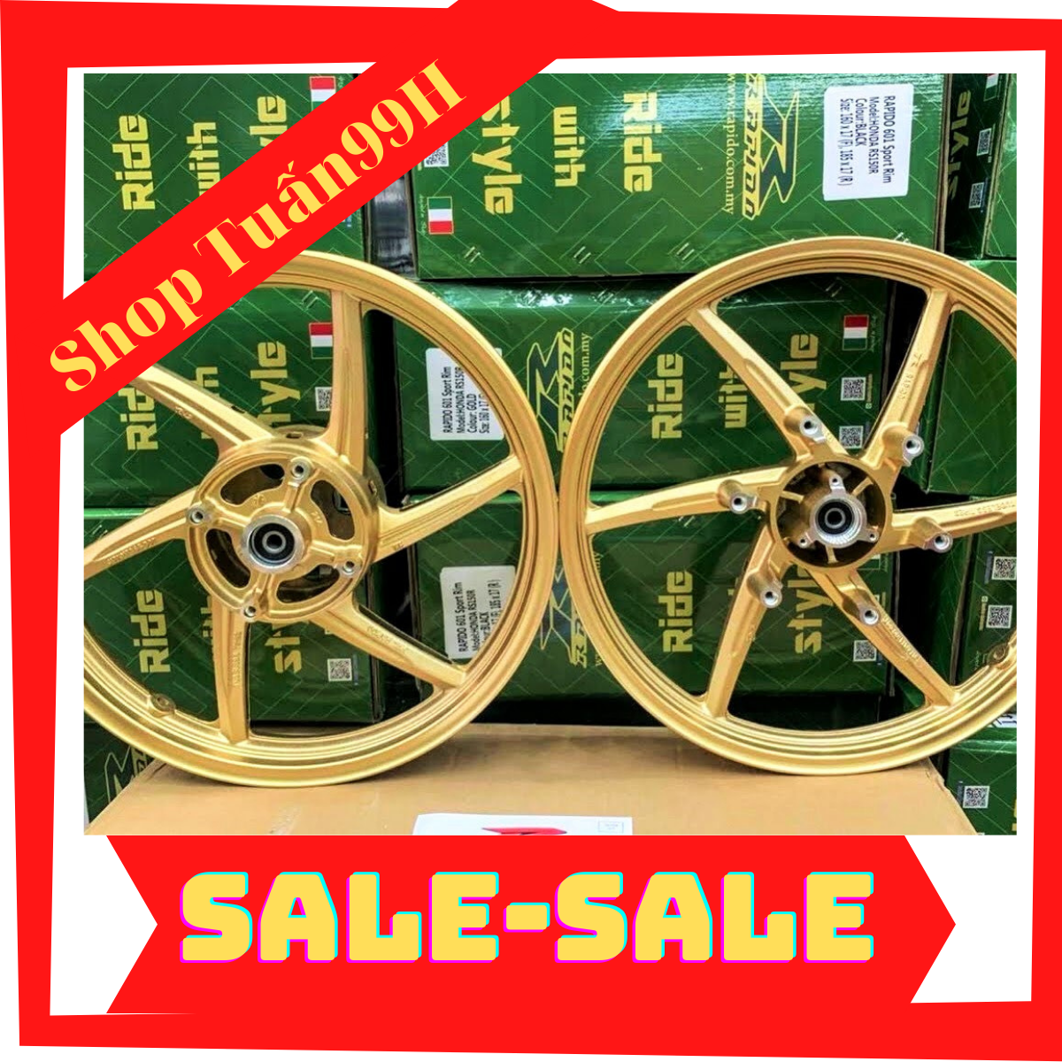 Mâm Rapido vàng dành gắn cho Winner 150 bản 1.6 và 1.85