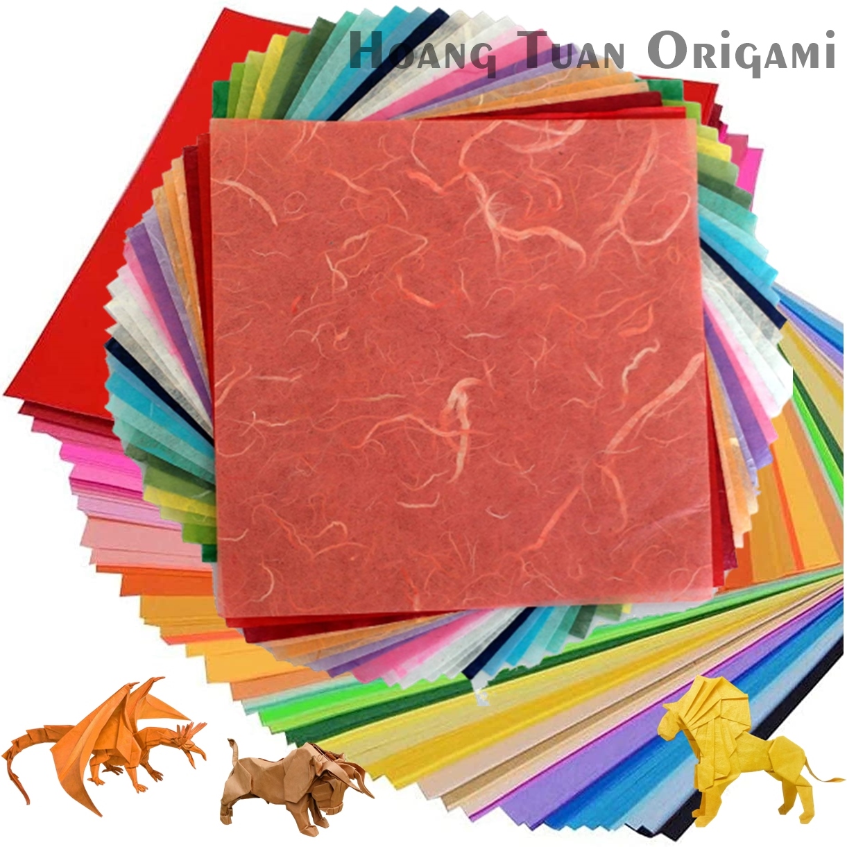 Sấp 100 tờ giấy origami 15x15cm nhiều loại, đủ màu, giấy gấp hạc, xếp hình chuyên nghiệp - Bộ đồ chơi origami