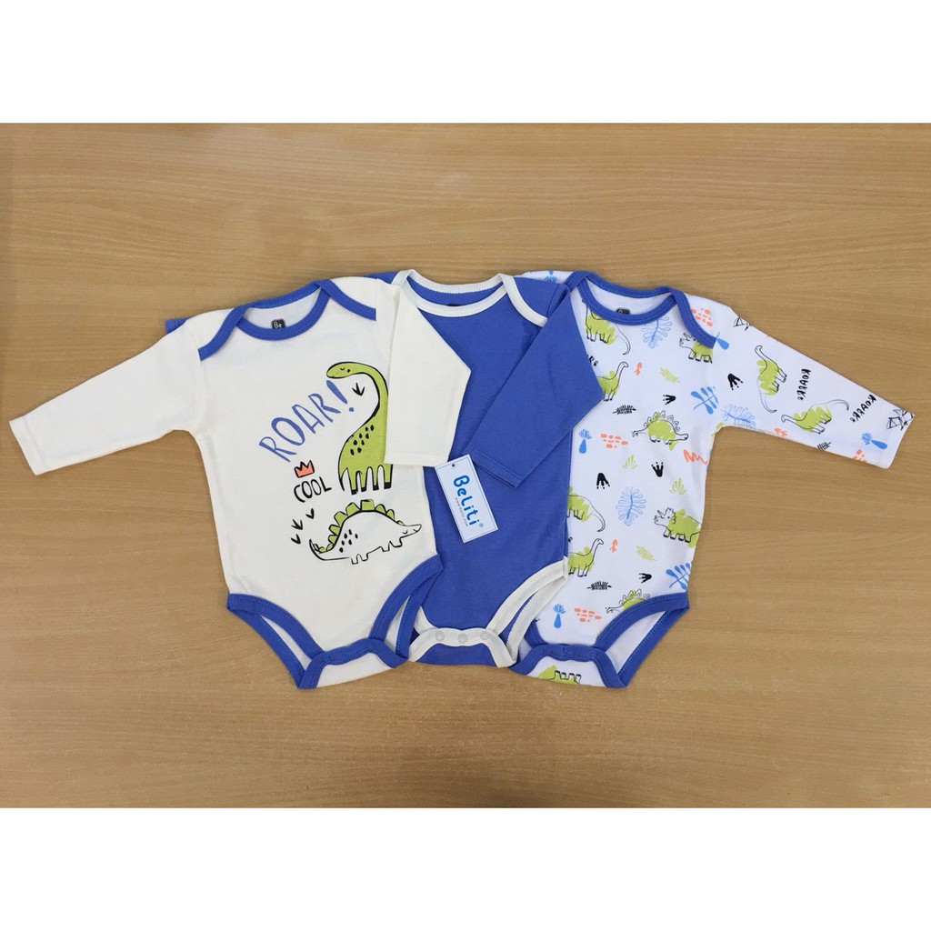 Set 3 body suit dài tay cho bé xuất dư xịn beliti