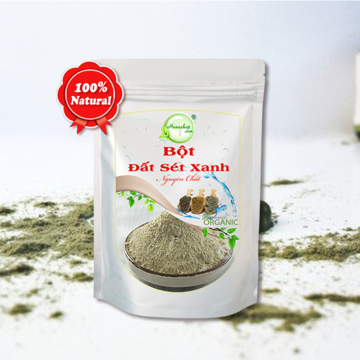 Bột đất sét XANH  ● Tẩy tế bào chết, giải độc cho da ● Giảm mụn bọc, mụn trứng cá làm dasưng đỏ Henashop