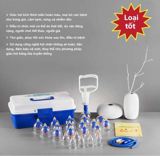 Bộ Dụng Cụ Giác Hơi công nghệ Hàn Quốc, Giải Độc Cơ Thể Từ Bên Trong, Lưu Thông Máu Dễ dàng, Bộ Giác Hơi Không Dùng Lửa(24 phụ kiện), An Toàn - Tiện Dụng, Bảo Hành Uy Tín Bởi KINH BẮC