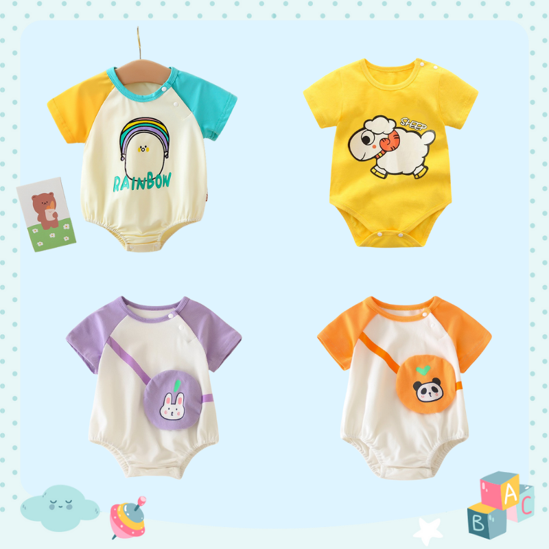 Bodysuit cho Bé Trai Bé Gái mẫu Body Chip cá xanh Hè Sơ Sinh vải 100% Cotton Mềm Mịn kiểu dáng dễ thương từ 3-12kg