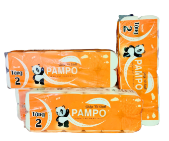 Gói giấy 12 cuộn, Giấy vệ sinh PAMPO 3 lớp Siêu Mịn Siêu Dai cuốn chặt lên đến 250 tờ 3 lớp/1 cuộn