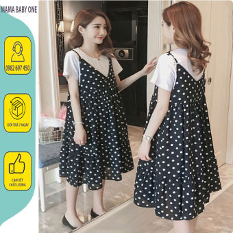 ĐẦM BẦU CÔNG SỞ YẾM CHẤM BI HÀNG ĐẸP(ÁO RỜI VÁY) - VÁY BẦU ĐẸP SANG.