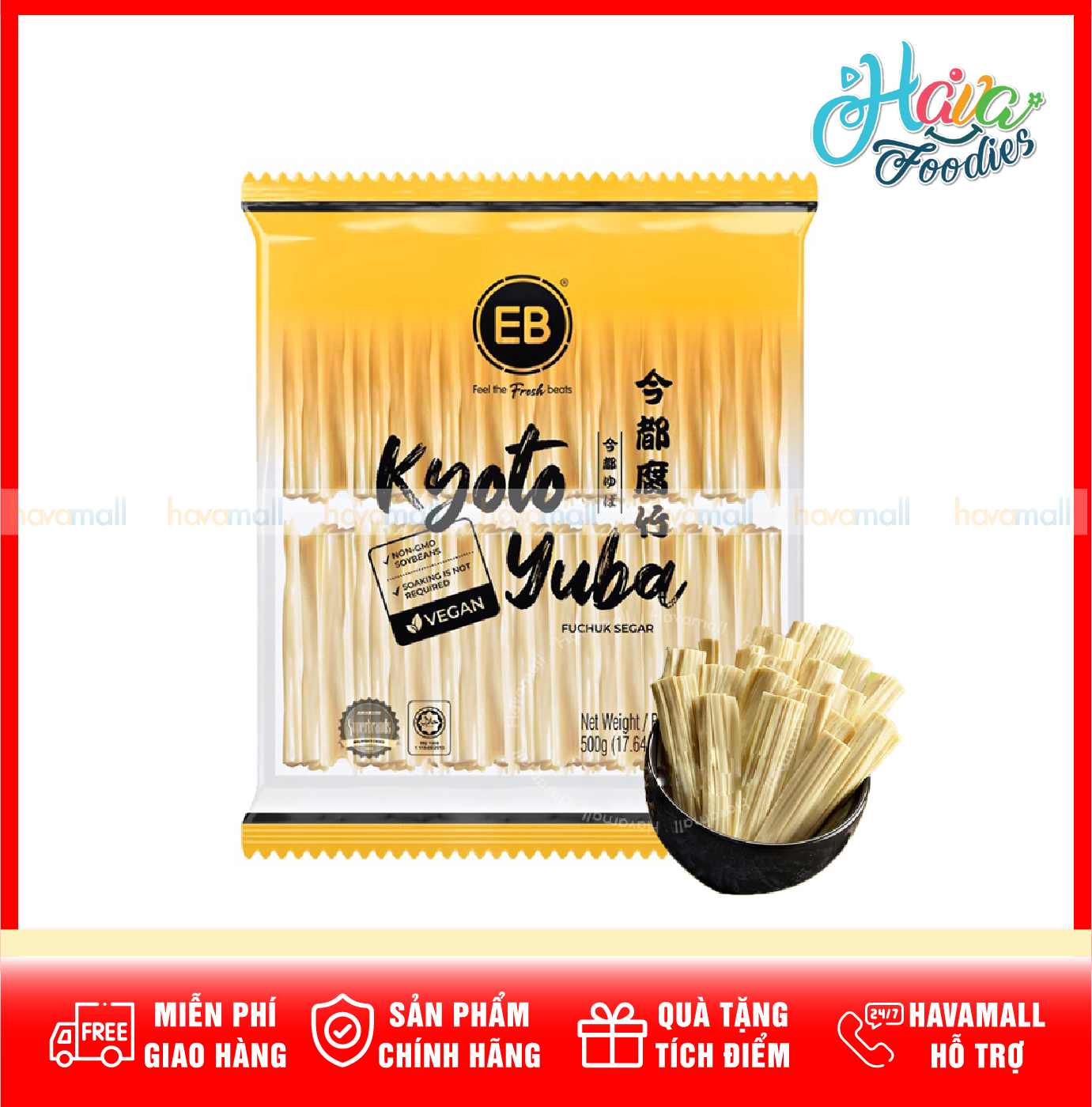 [HOÀN TIỀN MAX 10%] [TẶNG VIÊN NƯỚC LẨU - CHỈ GIAO HỎA TỐC 2H TẠI HCM] Phù Trúc Tươi Kyoto Yuba Thuần Chay EB Malaysia 500g