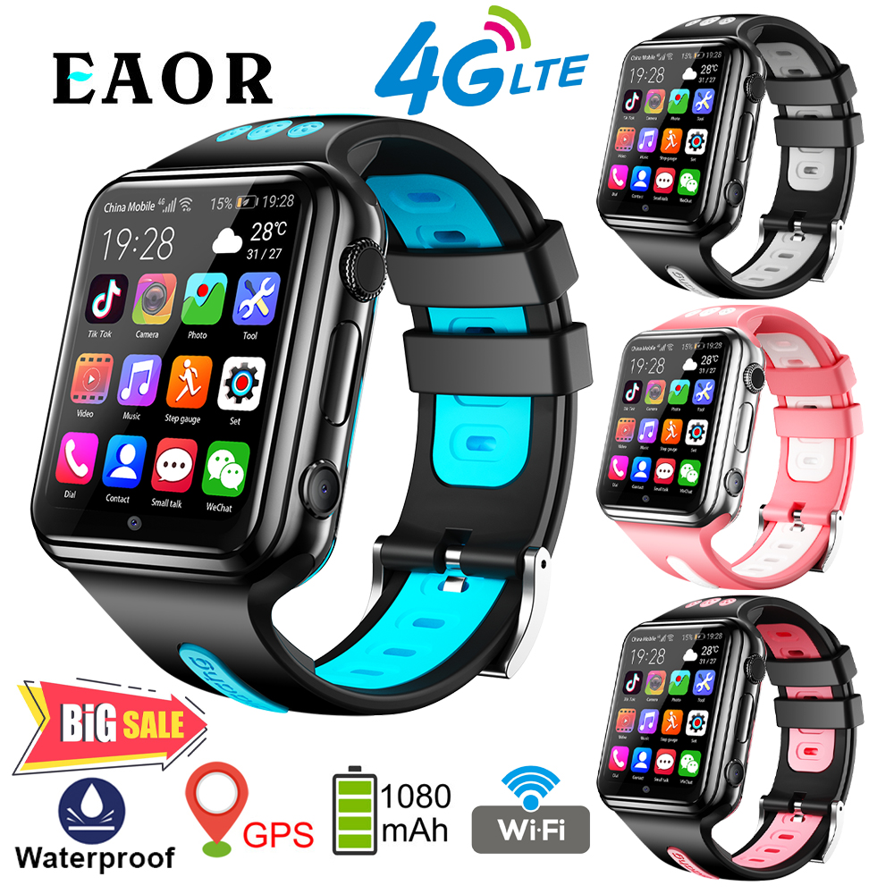 EAOR Đồng Hồ Thông Minh Trẻ Em 4G W5 Đồng Hồ Điện Thoại Trẻ Em Gọi Video GPS WiFi Đồng Hồ Thông Minh Trẻ Em Chống Nước Camera Kép 1.54 Inch 1080mAh