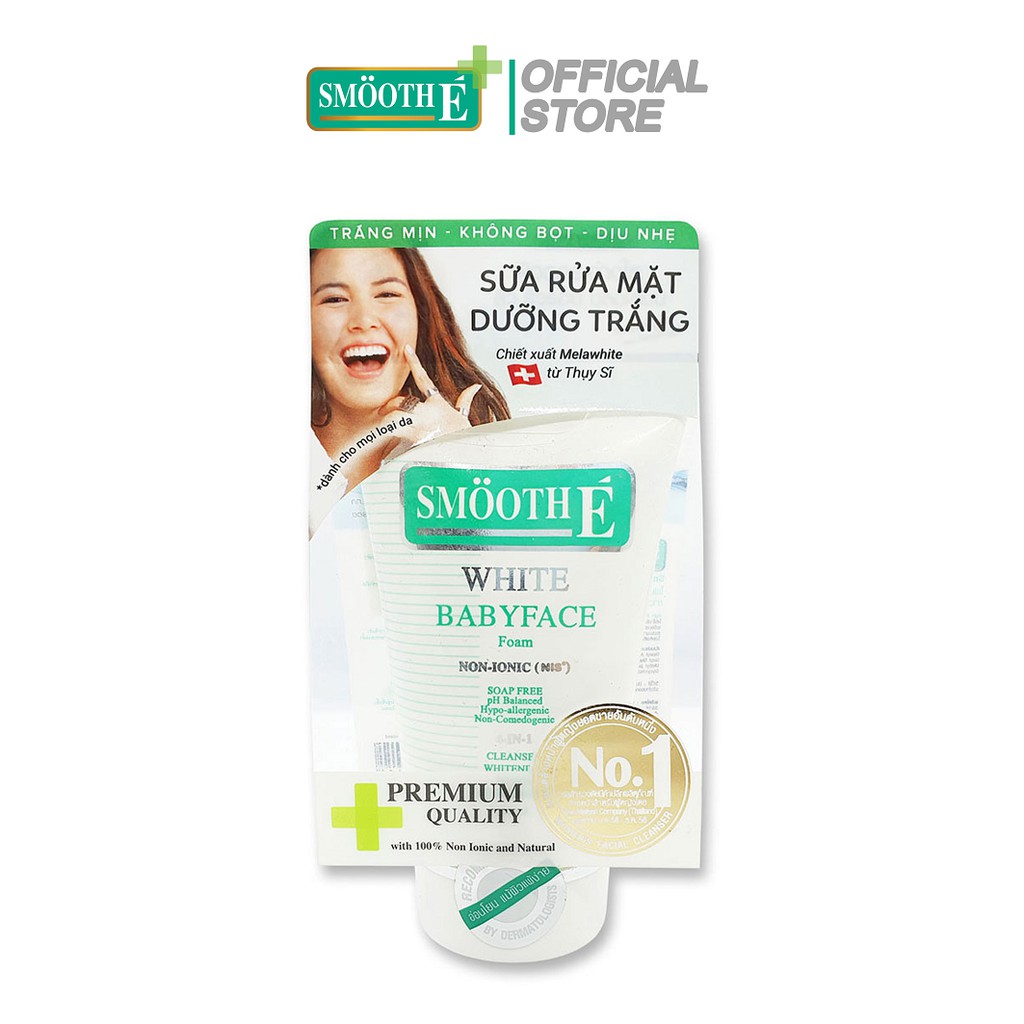 Sữa rửa mặt smooth e white foam dạng kem làm sạch sâu nâng tông sáng da làm trắng