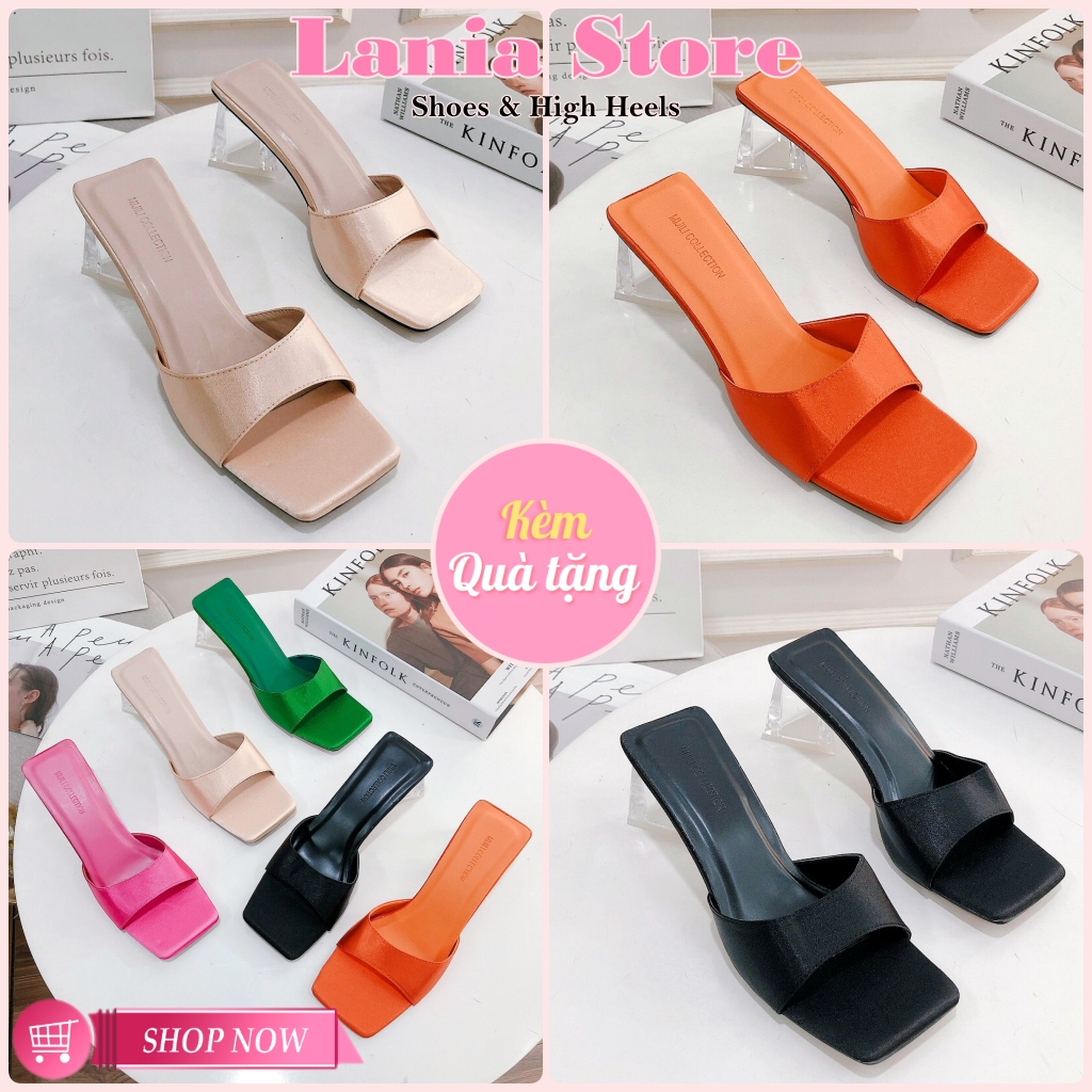 Guốc dép quai ngang nữ 7P bản ngang lụa hàng cao cấp thiết kế sang trọng đi vào thoải mái Size 35-39 Lania Store - MG09