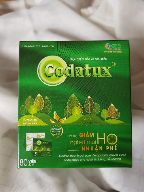 (XẢ HÀNG-GIẢM SỐC) Kẹo Ngậm Ho Nhuận Phế Codatux - 20 vĩ x 4 viên/hộp