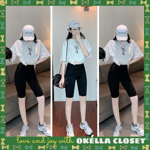 Quần legging nữ nâng mông, lưng cạp cao nâng mông vải thun dày dặn lửng ôm body bó mặc nhà tập gym yoga Okella