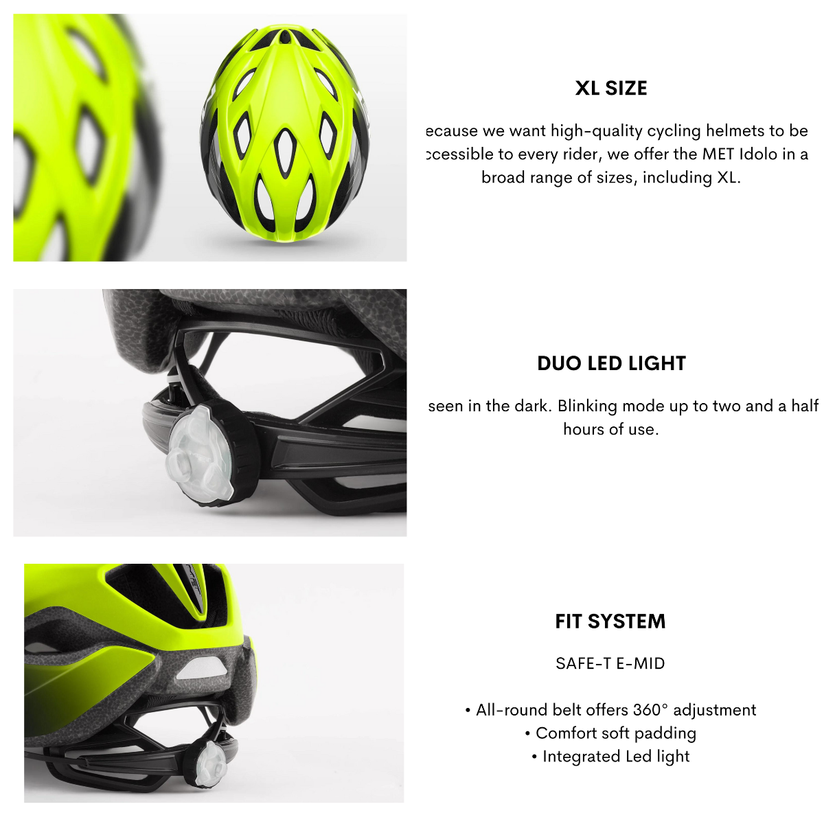 MET Idolo Road Cycling Helmet with Intergrated Rear LED light