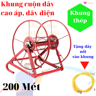 Rulo cuốn dây cao áp rửa xe 200m cuốn dây điện 1500m.