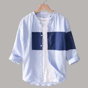 Men's Button cotton Casual Korean Style 3/4 Sleeve Shirt