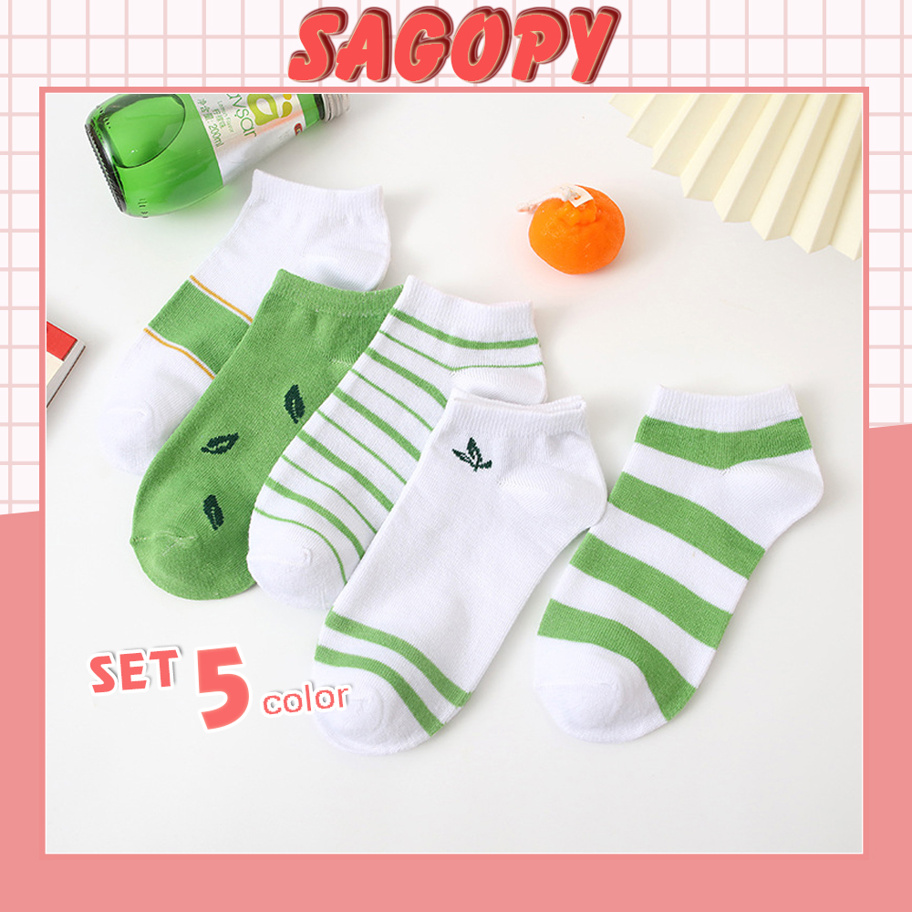 Tất nữ cổ ngắn cute hình LÁ CÂY, vớ nam nữ cao cổ ngắn phong cách Vintage hàn quốc chống hôi chân Sagopy TN09