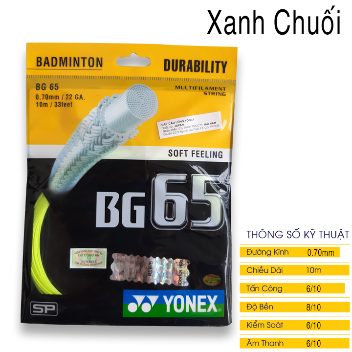 Dây đan vợt cầu lông yonex bg65 1 bộ