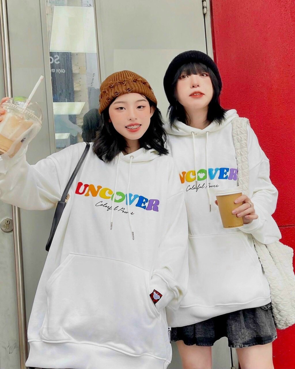 Aó hoodie nữ in chữ UNCOVER thiết kế áo form rộng chất vải nỉ ngoại dày dặn phối nón siêu yêu tp
