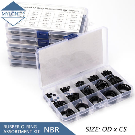 Bộ Dụng Cụ Cao Su Vòng Tròn Oring, 15 Kích Cỡ Đường Kính Ngoài OD 6-30Mm Độ Dày CS 1-3.1Mm Gioăng Cao Su Nitrile NBR Màu Đen Bền Chống Thấm Nước Chịu Mài Mòn Dầu Thay Thế Vòng Chữ O Niêm Phong