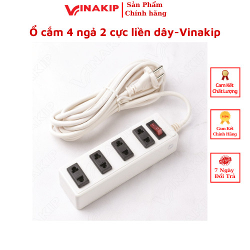 Ổ cắm 4 ngả 2 cực liền dây-Vinakip