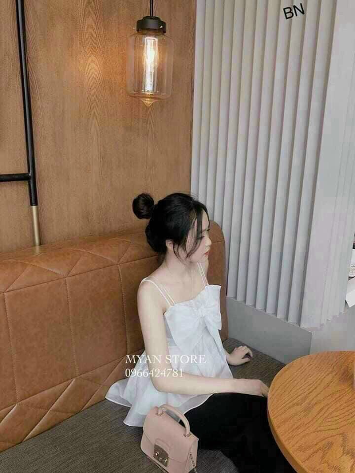 Sét áo voan 2 dây voan tơ kết nơ trước ngực xinh xinh fashionzero