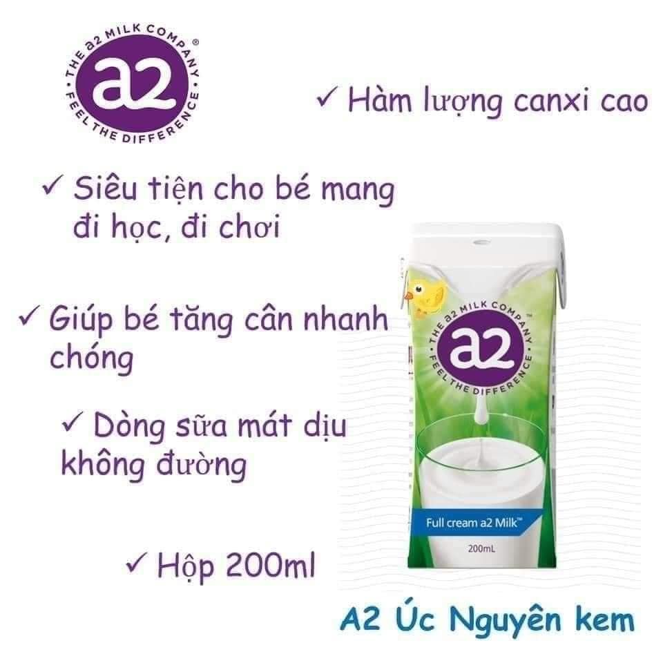 Thùng 24 hộp sữa tươi a2 full cream 200ml